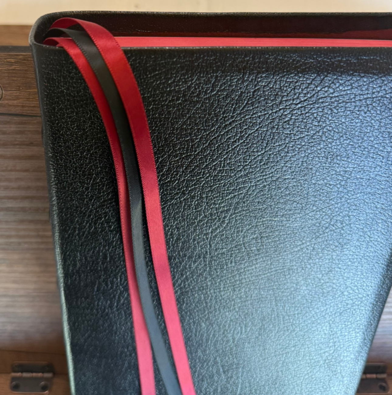 Ribbon markers installed in a Bible